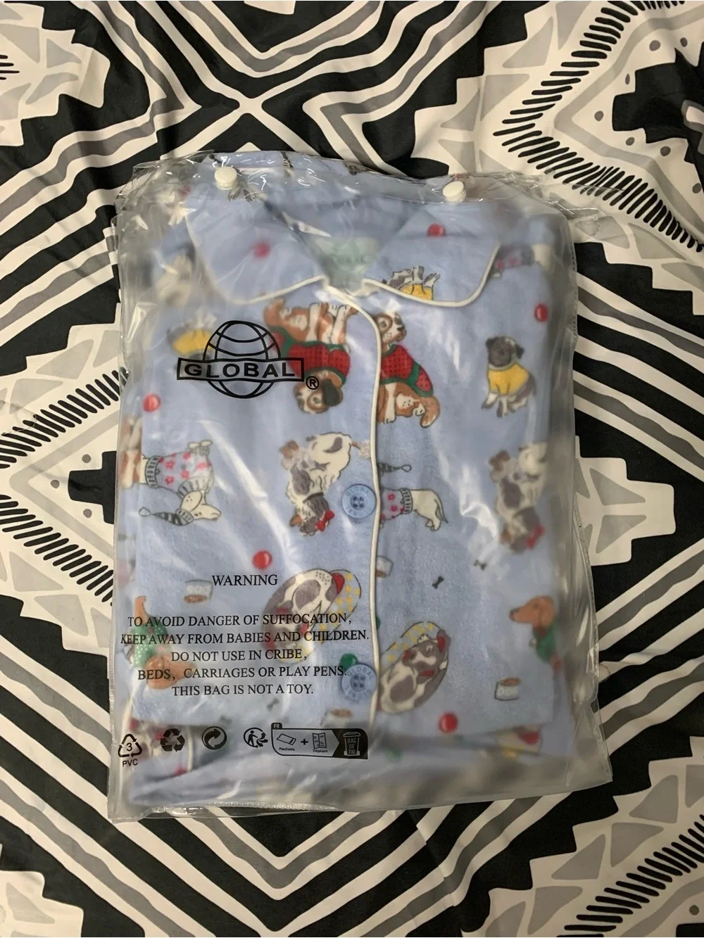 Light Blue Dog Print Pajama Set